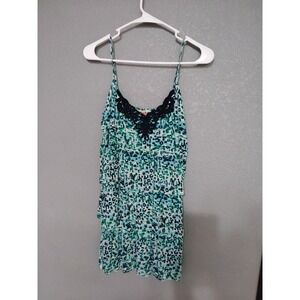VTG Y2K Mudd Spaghetti Top Ruffle Cheetah Print Long Tank Top Women's XL...